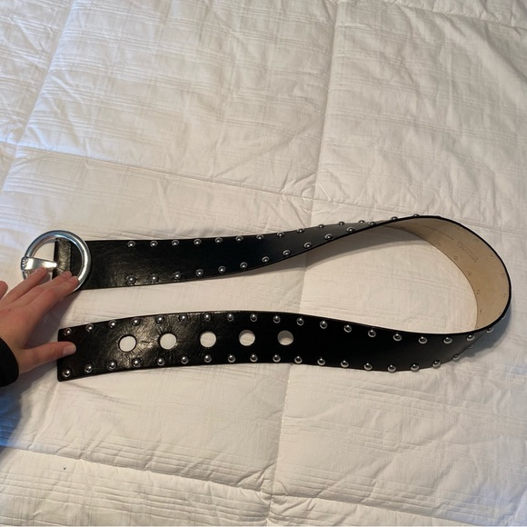 Michael Kors Chunky Black Studded Genuine Leather Belt size L - Picture 5 of 6